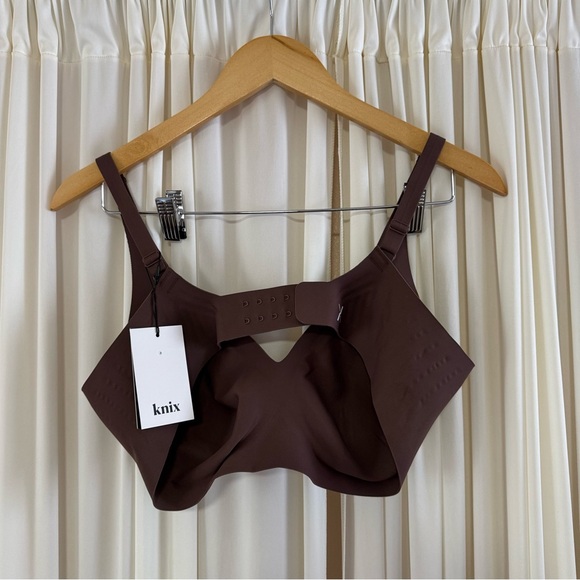 Knix Revolution V-Neck Bra  Saddle Chocolate Brown Seamless Bralette NEW Size L - Picture 3 of 6
